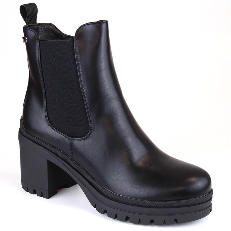 Botas Chelsea de mujer con tacón alto y plataforma, aislantes negro, T.Sokolski