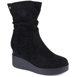 Botas de cuña de ante para mujer, aislantes, negro, T.Sokolski Z23-370