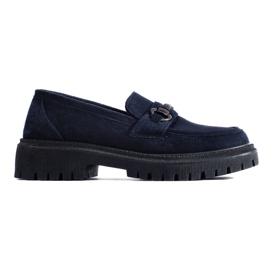 Mocasines de mujer Shelovet ante azul marino