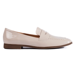 Mocasines de mujer charol beige Shelovet