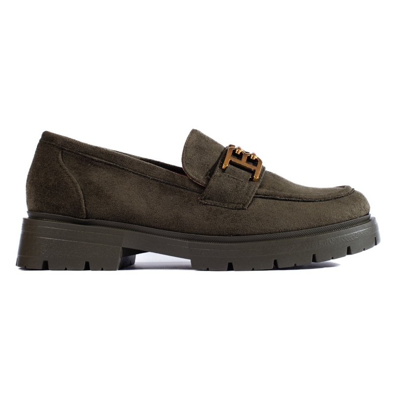 Mocasines de mujer Shelovet de ante verde oscuro negro