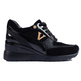 W. Potocki Zapatillas Potocki negras con cordones y cuña negro