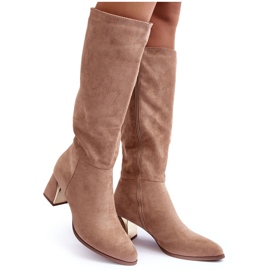 Botas Tacón Ante Beige Inatris Botas Tacón Ante Beige Inatris