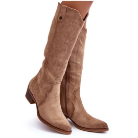 Botas camperas de ante beige Lunah con tacones bajos