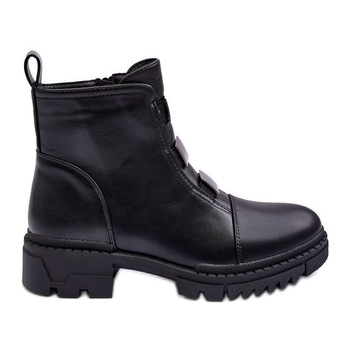 PS1 Botas planas de piel Azulenn negras negro