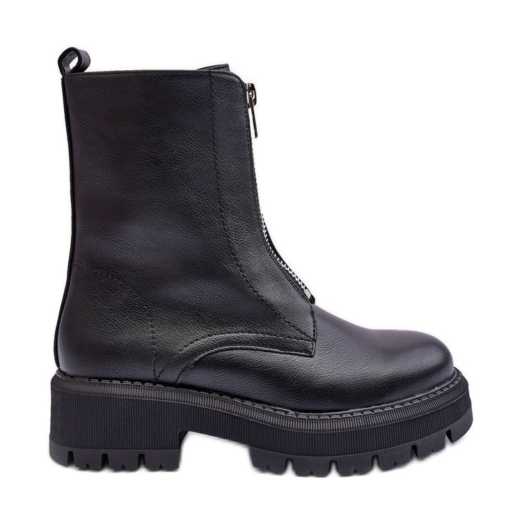 PS1 Botas Planas De Piel Con Cremallera Negro Vimal