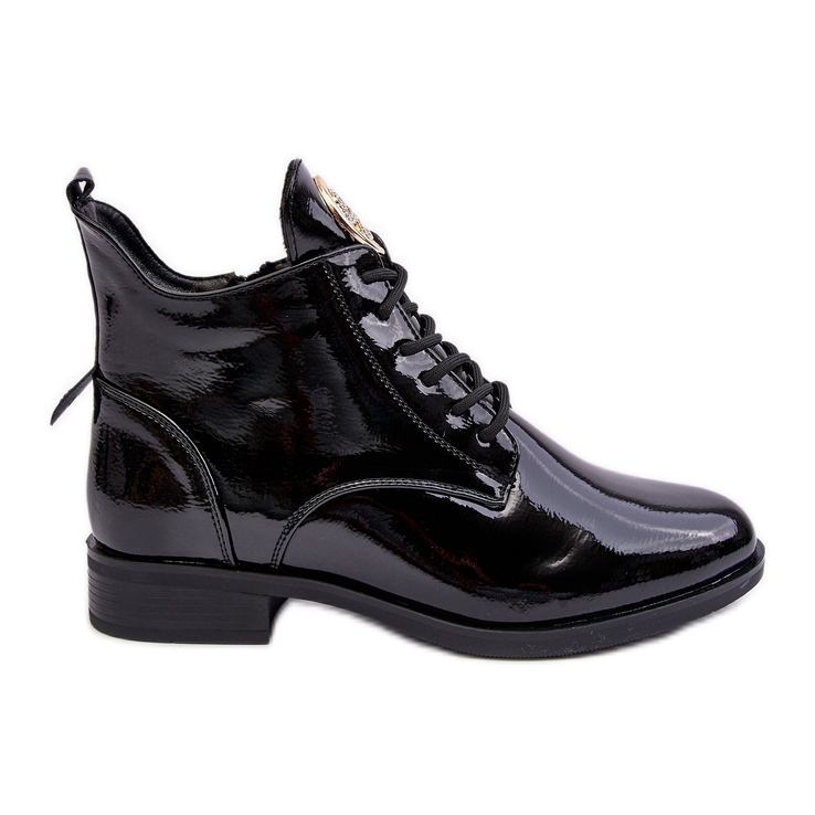 PH2 Zapatos mujer de charol con adorno, Negro Attiame