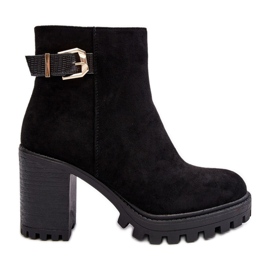 PS1 Botines de mujer de ante con decoración Menoria negra negro PS1 Botines de mujer de ante con decoración Menoria negra negro