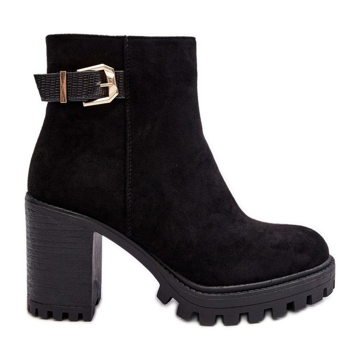 PS1 Botines de mujer de ante con decoración Menoria negra negro