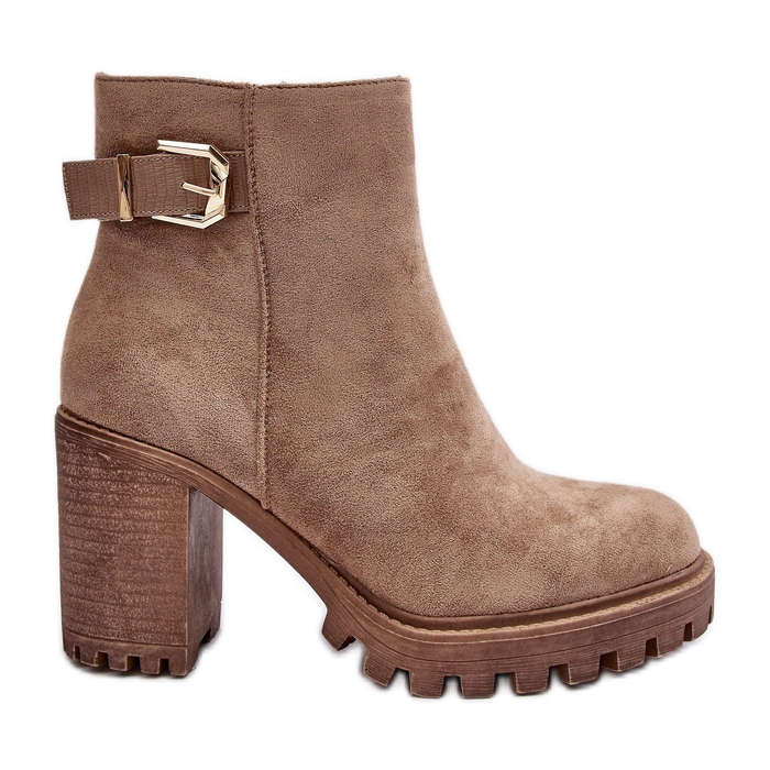 PS1 Botines de mujer de ante con decoración Menoria beige