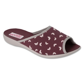 Pantuflas mujer befado de pu 254D151, burdeos con mariposas blancas rojo