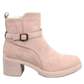 Botines tacón ancho Aretha Beige