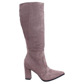 Botines Farrah Kaki de ante con tacón beige