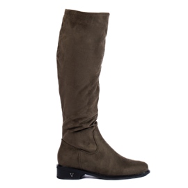 Botas de mujer Shelovet de ante verde oscuro
