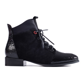 Botines Shelovet de ante negro con cordones