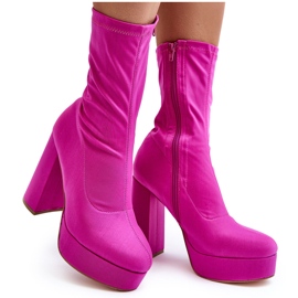 PH2 Botines de tacón con cremallera, Fucsia Peculia rosado