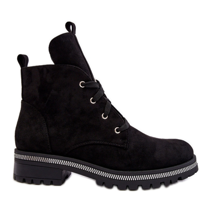 PS1 Botines de mujer de ante con adorno Plesca negro PS1 Botines de mujer de ante con adorno Plesca negro