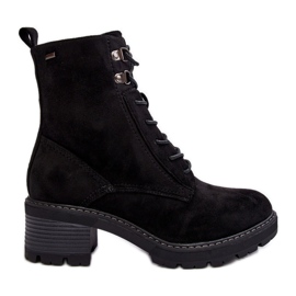 PS1 Botines de tacón bajo con cordones para mujer Negro de Adinail