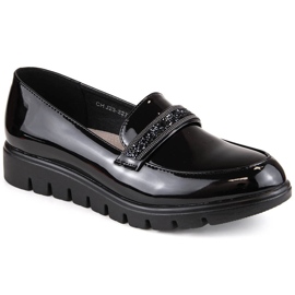 Zapatos cómodos, mocasines sin cordones de charol, negro, T.Sokolski J23-327 Zapatos cómodos, mocasines sin cordones de charol, negro, T.Sokolski J23-327