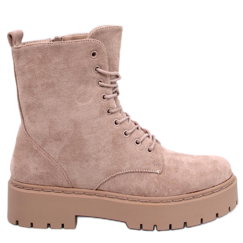 Burse Botines caqui con plataforma y cordones beige
