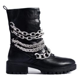Botas obreras de mujer negras con cadena Shelovet negro