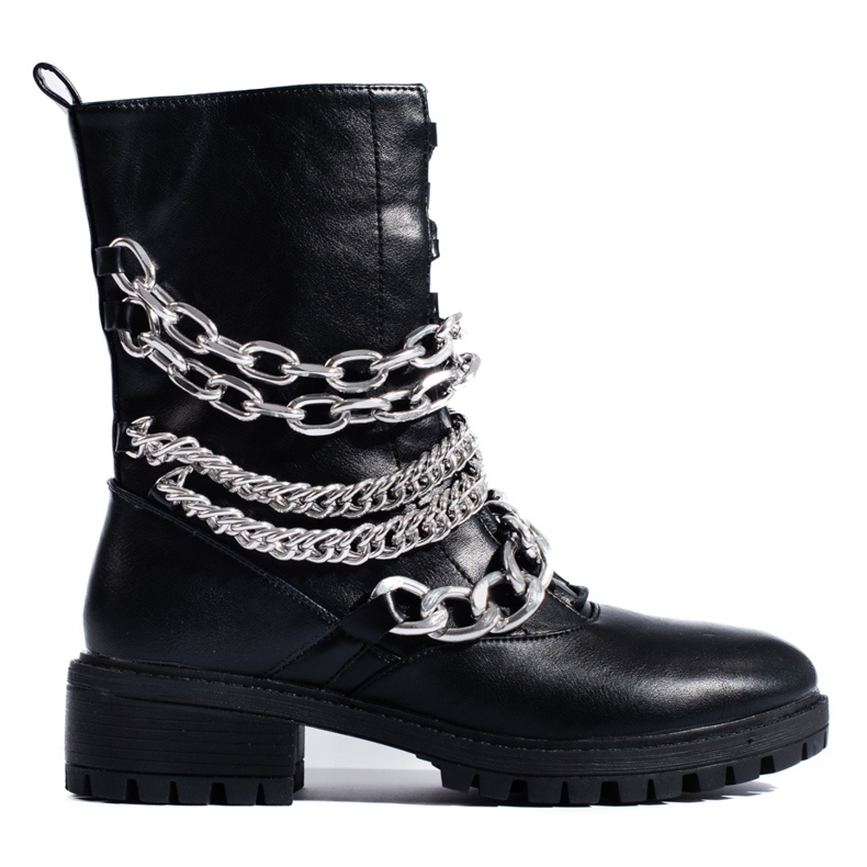 Botas obreras de mujer negras con cadena Shelovet negro