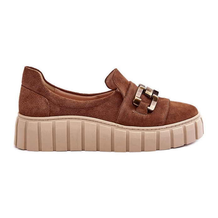 Lewski Shoes Zapatos Mujer Ante Con Plataforma Con Adorno, Marrón Lewski 3398