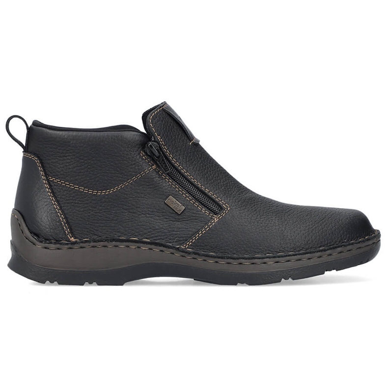 Botines aislantes de piel para hombre con cremalleras, negro Rieker 05398-00