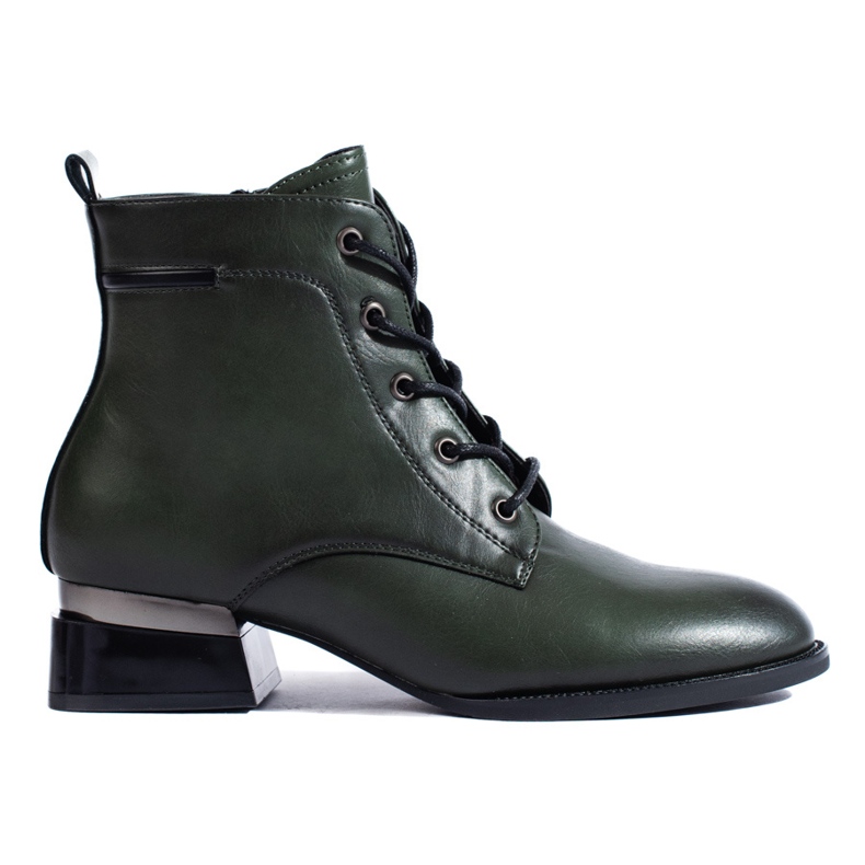 Botas planas con cordones de color verde oscuro de Vinceza