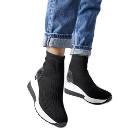 Deportivas de tejido negro con cuña Casgio
