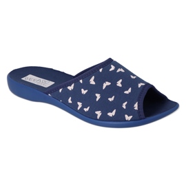 Pantuflas mujer befado de pu 254D150, azul marino, con mariposas