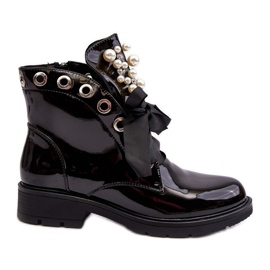Botines Lacados Decorados Negro Sirdre