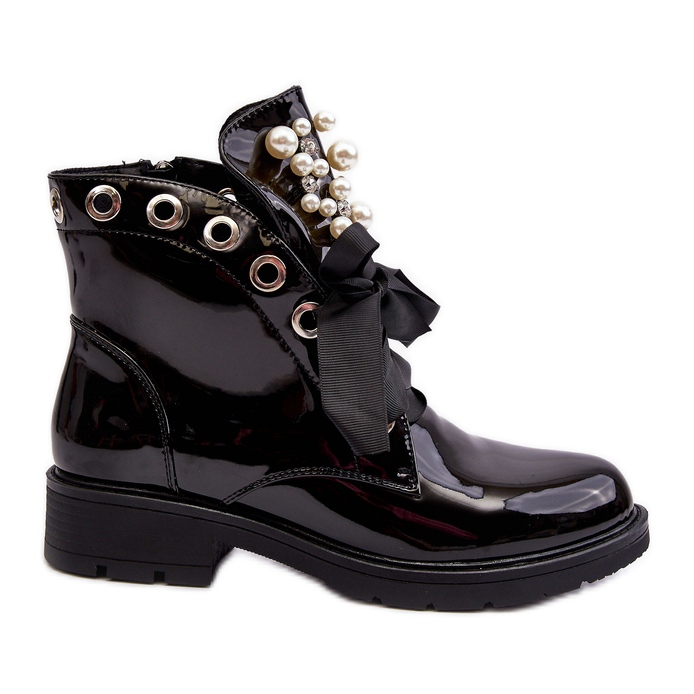 Botines Lacados Decorados Negro Sirdre