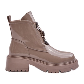Botas Mujer Charol Con Adorno Beige S.Barski MR870-53