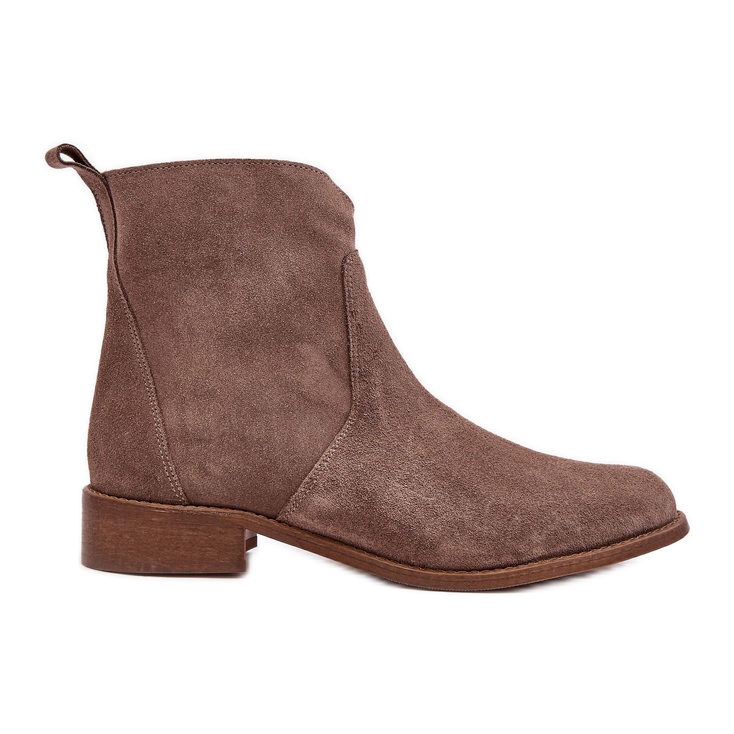 Botines Mujer Ante con Cremallera, Beige Oscuro Nicole 2829