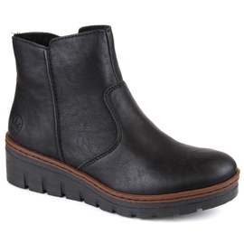 Botas de cuña de mujer cómodas y aislantes en color negro Rieker X9165-00