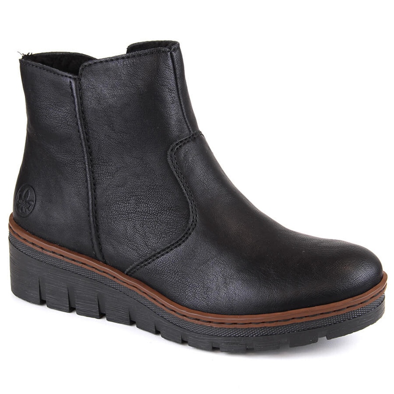 Botas de cuña de mujer cómodas y aislantes en color negro Rieker X9165-00