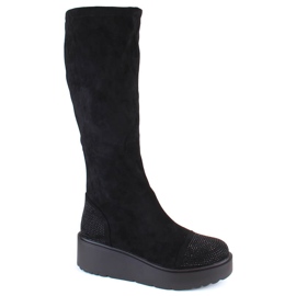Botas de mujer con cuña de ante, aislantes, negro, S.Barski HY53-8