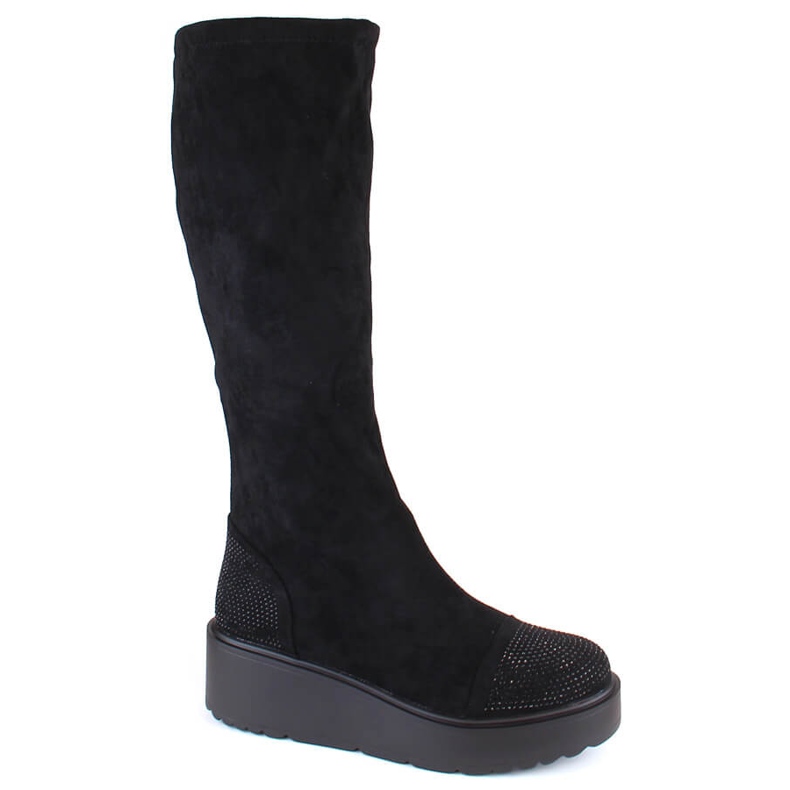 Botas de mujer con cuña de ante, aislantes, negro, S.Barski HY53-8