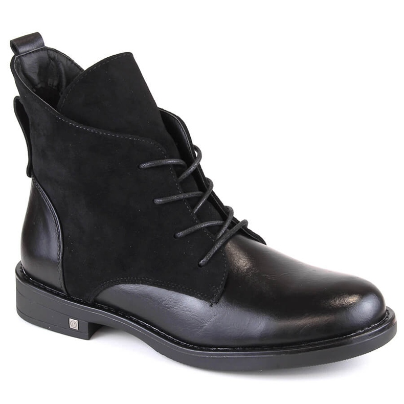 Botas de mujer de tacón plano con aislamiento negro Potocki SZ12080 Botas de mujer de tacón plano con aislamiento negro Potocki SZ12080