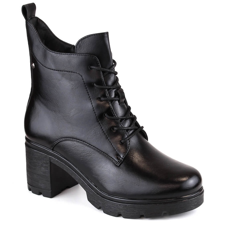 Botines de mujer con tacón alto y plataforma, aislantes negros Potocki SZ12229