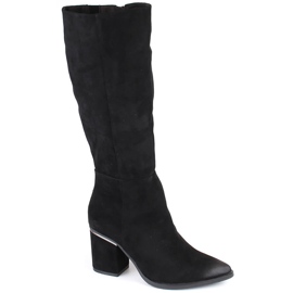 Botas cowboy aislantes de ante para mujer, negro Potocki SZ12247 Botas cowboy aislantes de ante para mujer, negro Potocki SZ12247