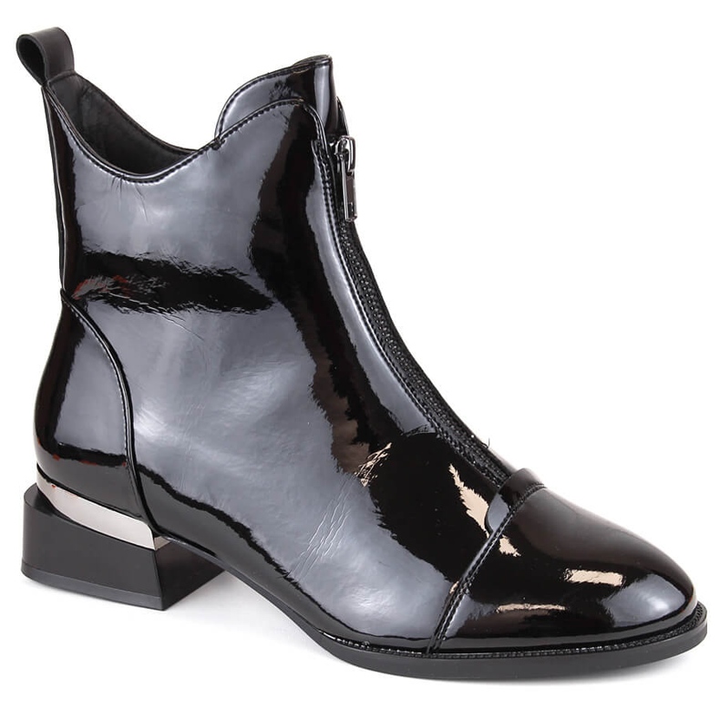 Botas aislantes de charol para mujer con cremallera, negro Vinceza 58156