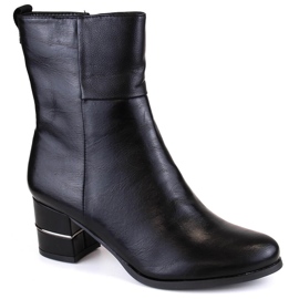 Botines de mujer Jezzi ASA125A-5 negros con aislamiento y tacón decorativo