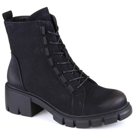Botas aislantes para mujer con cordones y cremallera, negro Jezzi RMR2038-39
