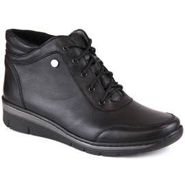 Botas de mujer cómodas y aislantes de piel, negro Helios 566