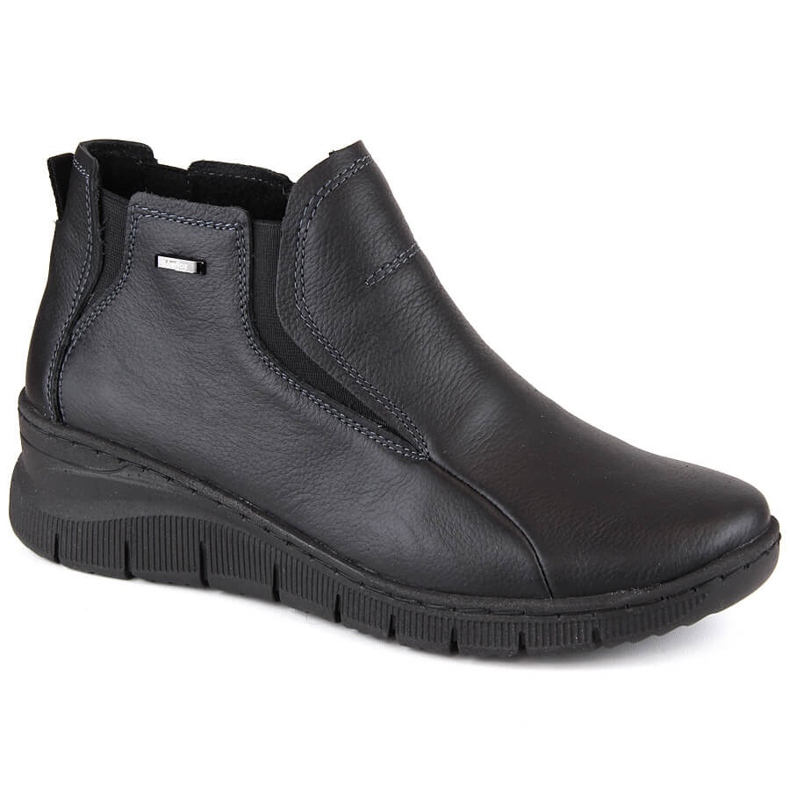 Botas de cuña de mujer cómodas y aislantes en piel, negro Helios 552