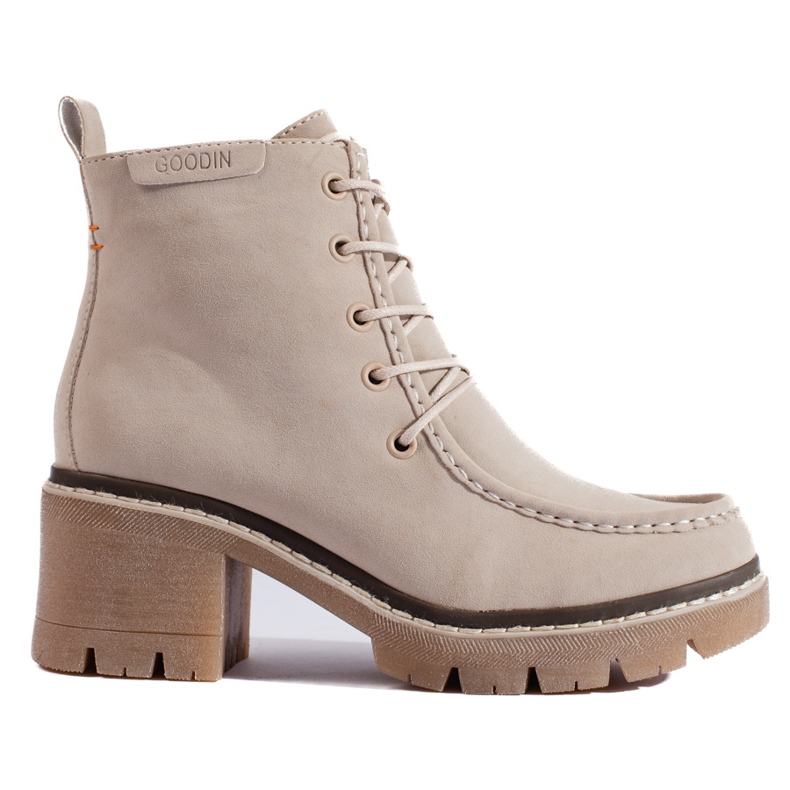 Goodin Botines de tacón alto con cordones beige de Shelovet