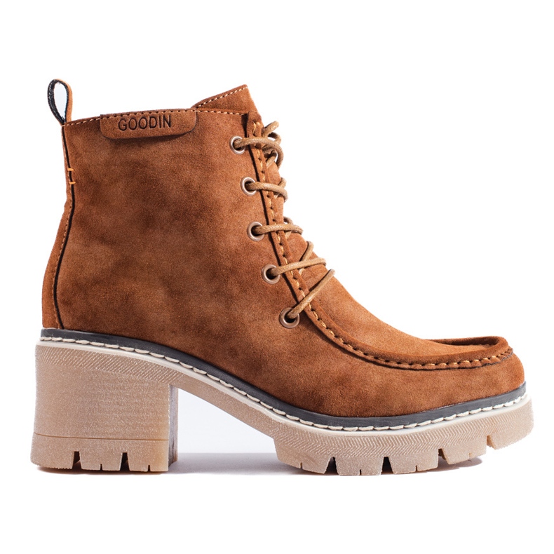 Goodin Botines Shelovet de ante con cordones camel marrón