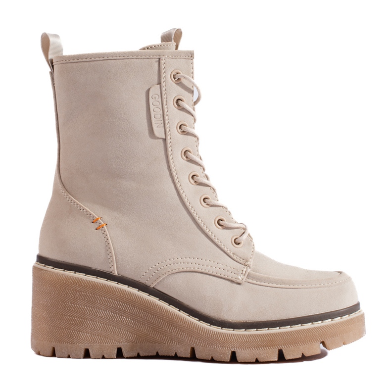 Goodin Botas cuña con cordones Shelovet beige Goodin Botas cuña con cordones Shelovet beige
